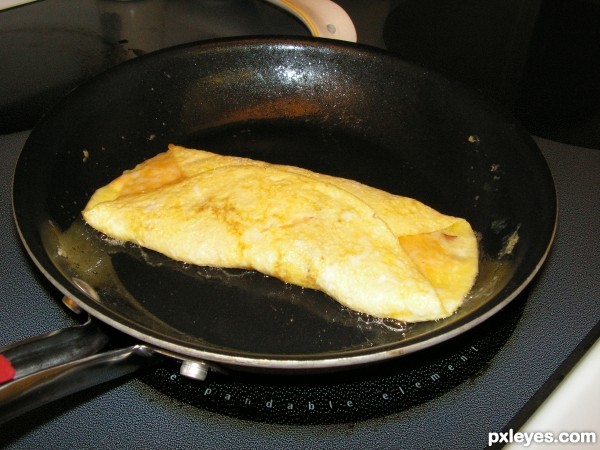 Creation of Ham  & Cheese Omelet Barricade: Step 3